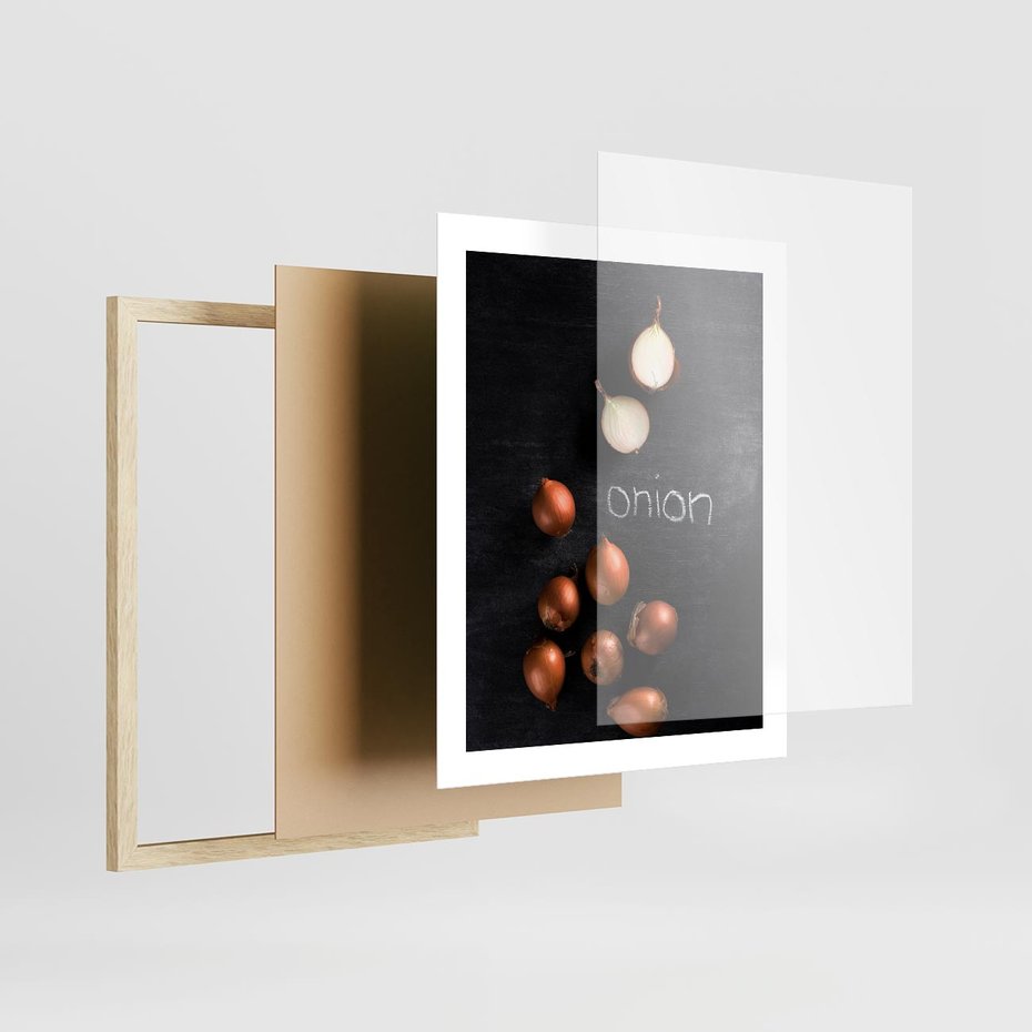 Plakat w ramie 40x50 - Aromatyczne Inspiracje - cebula, kuchnia - rama drewno