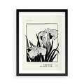 Plakat w ramie 50x70 - Spojrzenia na szkicowaną przeszłość - kwiaty, typografia - rama czarna