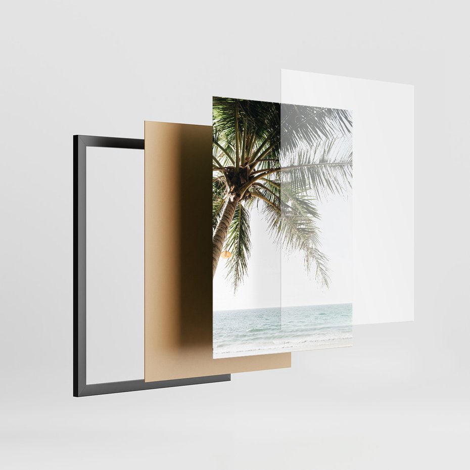 Zestaw obrazy w ramie 50x70 galeria - Plaża, palmy, lato, wakacje - rama czarna