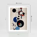 Plakat w ramie 40x50 - Rozkwitające Wibracje Wyobraźni - abstrakcyjna geometryczna kompozycja, koła linie - rama biała