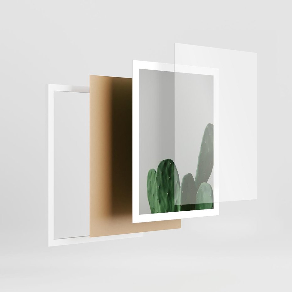 Plakat w ramie 50x70 - Majestatyczne Wysokości - kaktusy, liście - rama biała