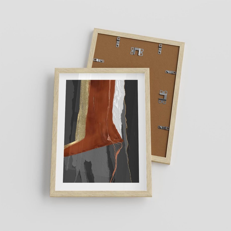 Plakat w ramie 30x40 - Abstrakcyjna impresja - abstrakcja, nowoczesny - rama drewno