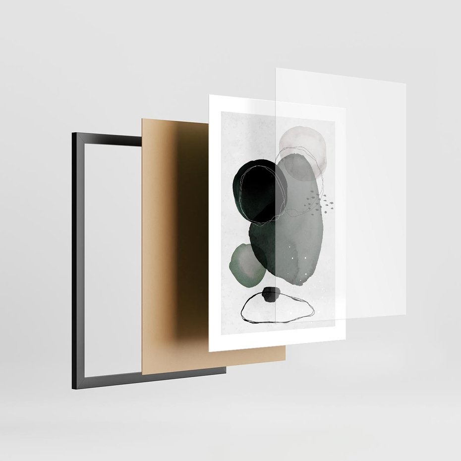 Plakat w ramie 30x40 - Abstrakcyjne Plamy w Akwareli - abstrakcyjne akwarelowe plamy - rama czarna