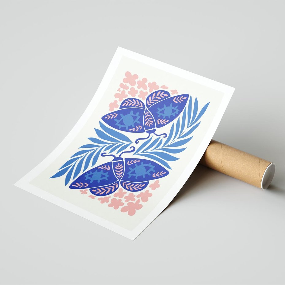 Plakat bez ramy 40x50 - Migotliwa Rzeczywistość - ćmy, kwiaty