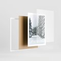 Plakat w ramie 50x70 - Magia Zimy na Obrazie - las, zima - rama biała