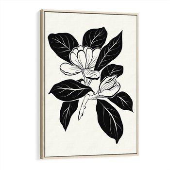 Obraz w ramie 70x100 - Spojrzenie w kształty kwiatów - kwiaty magnolii, minimalizm - rama drewno