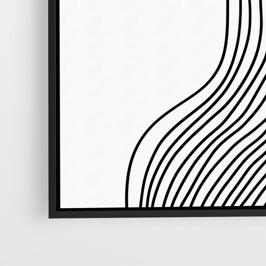 Obraz w ramie 50x50 - Refrakcje Przestrzeni - mnimalistyczna forma, czarne linie - rama czarna