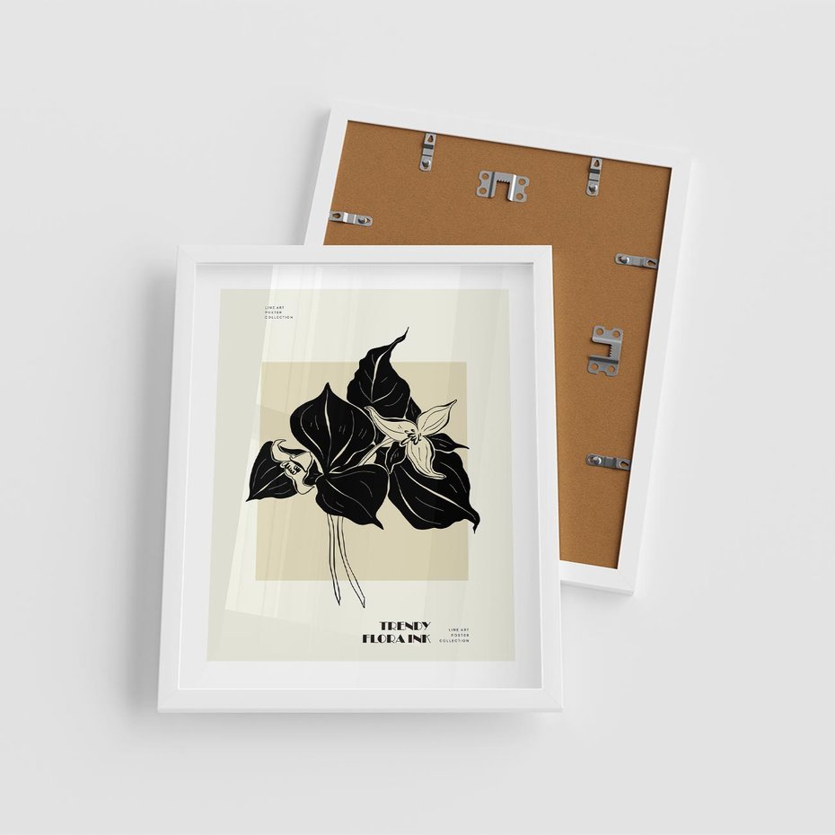 Plakat w ramie 40x50 - Ekspresja w szkicowanych kształtach - kwiaty, typografia - rama biała