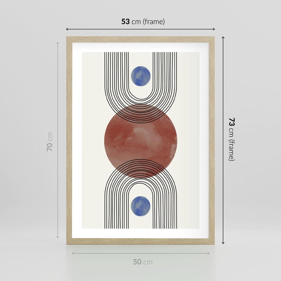 Plakat w ramie 50x70 - Księga Impulsów - nowoczesny plakat, styl midcentury - rama drewno