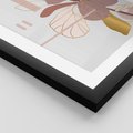 Zestaw obrazy w ramie 50x70 galeria - Złote, liście, pastelowe, nowoczesne - rama czarna