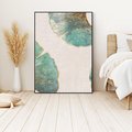 Obraz w ramie 70x100 - Złota Melodia Liści - złote, turkusowe liście miłorzębu - rama czarna