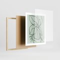 Plakat w ramie 40x50 - Energetyczne Odrodzenie Natury - abstrakcyjne delikatne zielone linie, podobne do gałęzi kwiatów - rama drewno