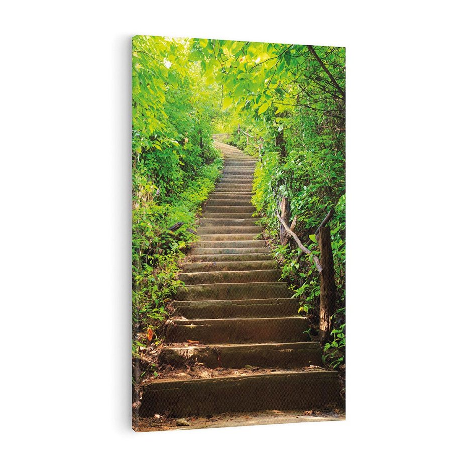 Obraz na płótnie 70x100 - Lasowa ścieżka pełna tajemnic - ścieżka, schody