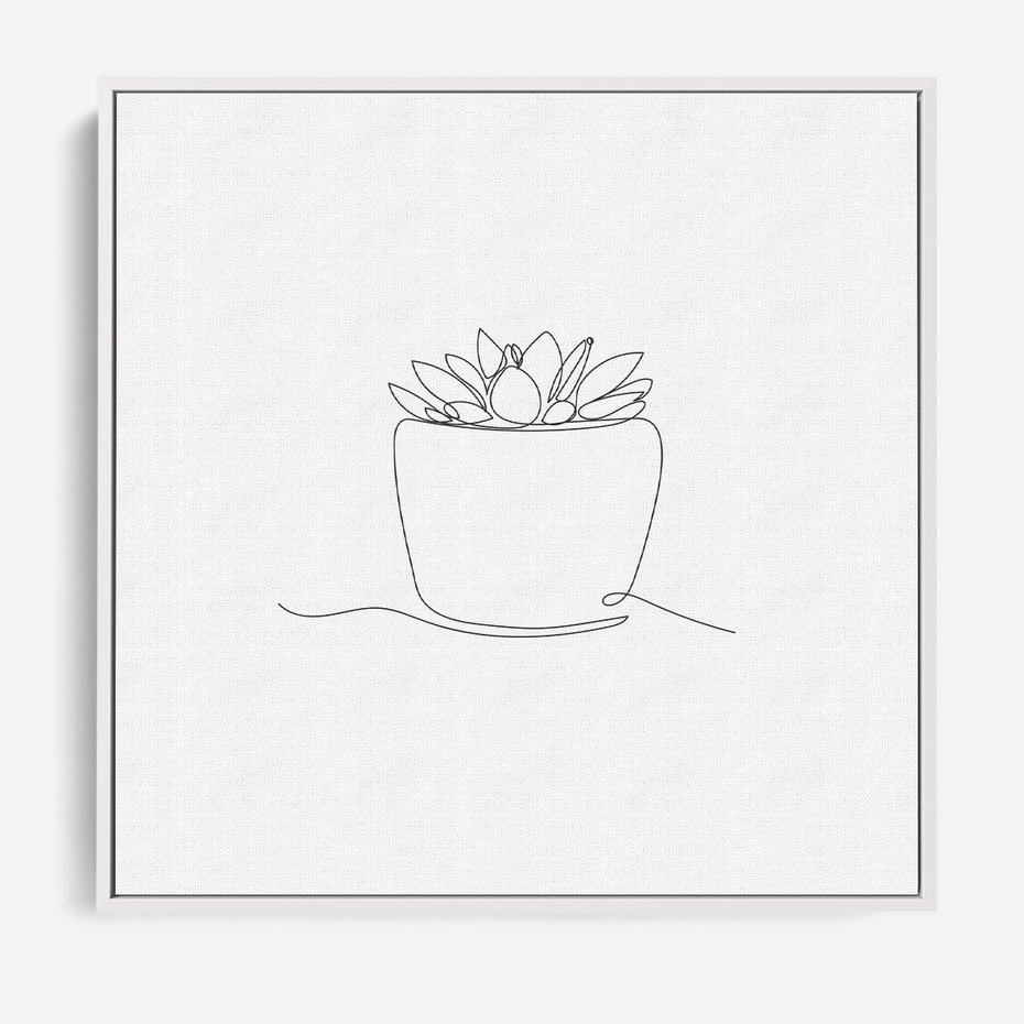 Obraz w ramie 50x50 - Rozkwitające Echa - szkic, minimalizm - rama biała
