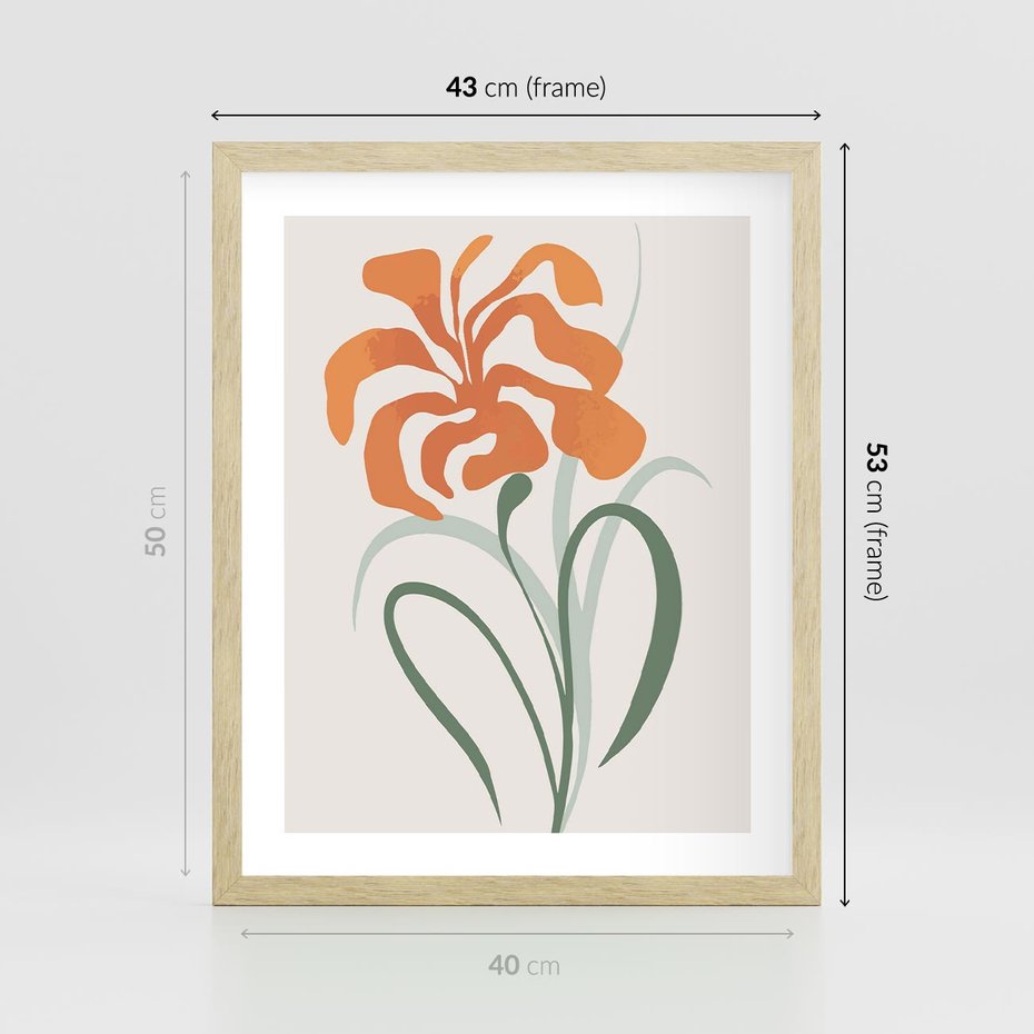 Plakat w ramie 40x50 - Kwiatowe Harmonie - kwiat, sztuka nowoczesna - rama drewno