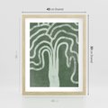 Plakat w ramie 40x50 - Inspirujące Zawiłości Zieleni - abstrakcyjny kształt, zielony plakat - rama drewno