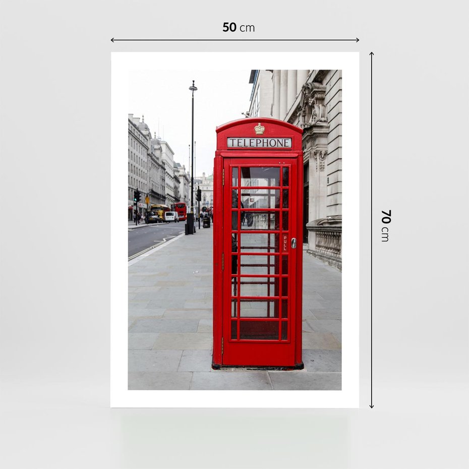 Plakat bez ramy 50x70 - Londyńska budka w perspektywie - budka, Londyn