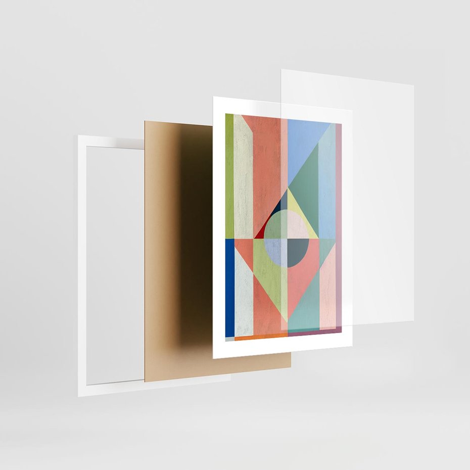 Plakat w ramie 30x40 - Księga Kolorowych Wizji - różne geometryczne formy, koła - rama biała