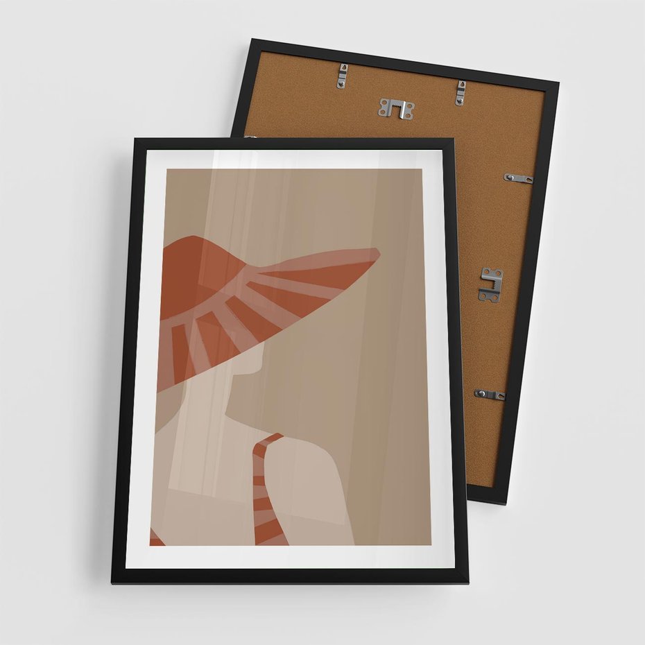 Plakat w ramie 50x70 - Kobiecy Portret - plakat retro, kobieta w kapeluszu - rama czarna