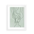 Plakat w ramie 30x40 - Spokojne Objęcia Natury - abstrakcja, zielony szkic - rama biała