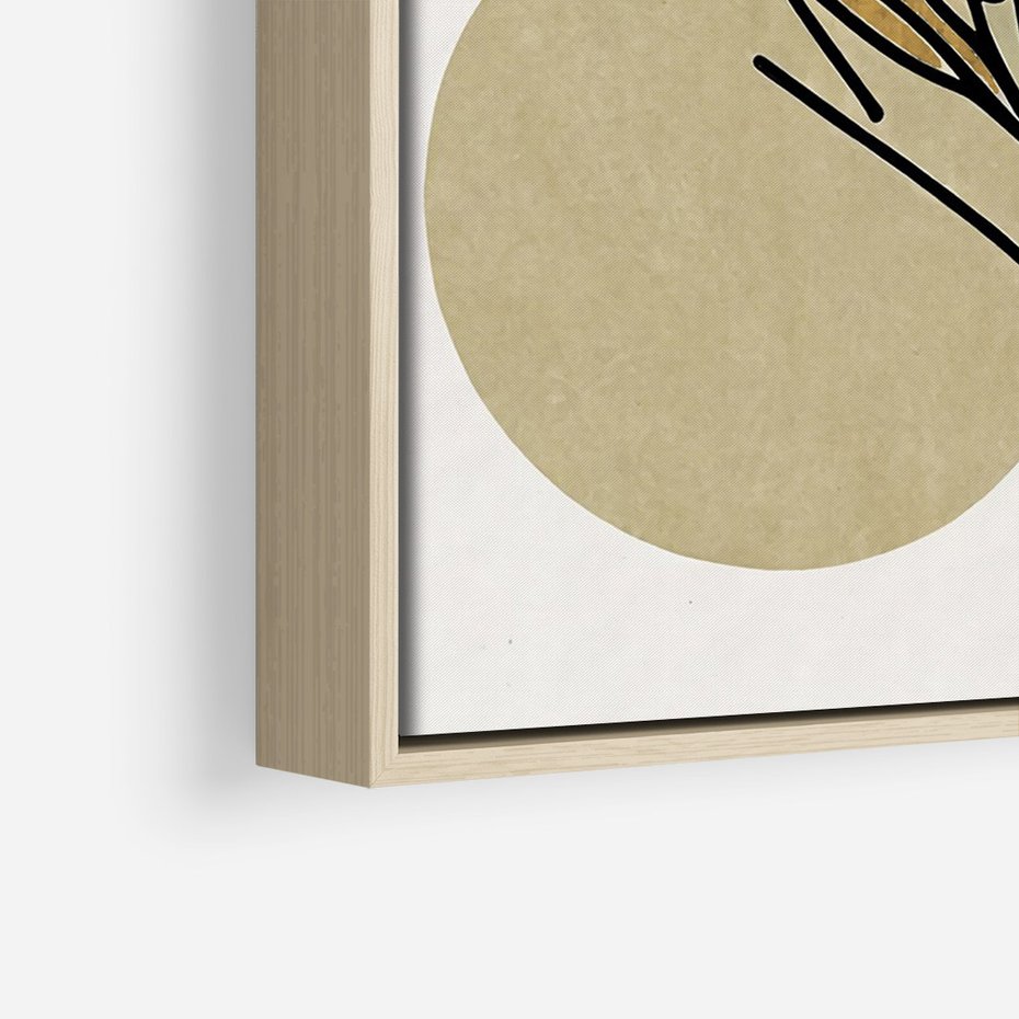 Obraz w ramie 50x70 - Migocące Ścieżki Wizji - abstrakcyjny obraz boho, liście - rama drewno