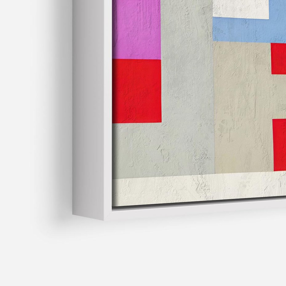 Obraz w ramie 80x80 - Bezczasowe Przenikanie Kształtów - abstrakcyjne geometryczne kształty, olejny obraz - rama biała