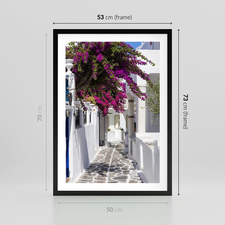 Plakat w ramie 50x70 - Mroczna Tajemnica - uliczka, perspektywa - rama czarna