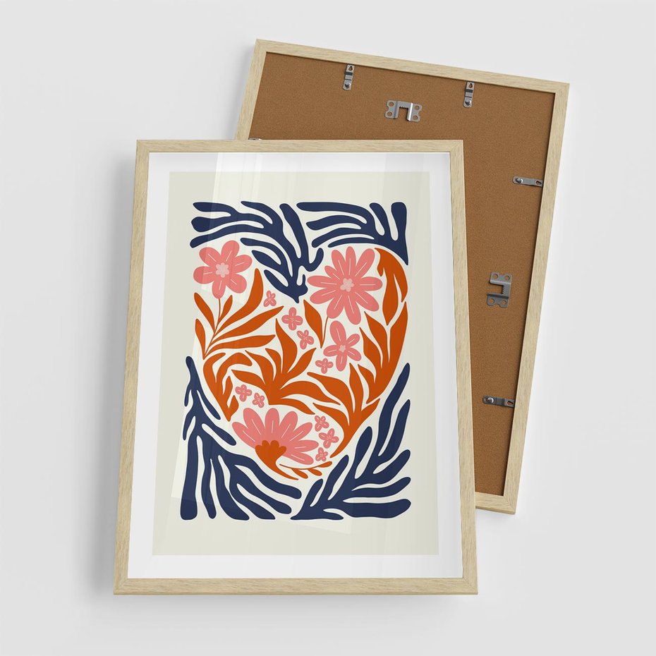 Plakat w ramie 50x70 - Kwiatami Splecione - kwiaty, nowoczesny plakat - rama drewno