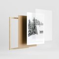 Plakat w ramie 50x70 - Zimowy Urok - śnieg, domek w górach - rama drewno