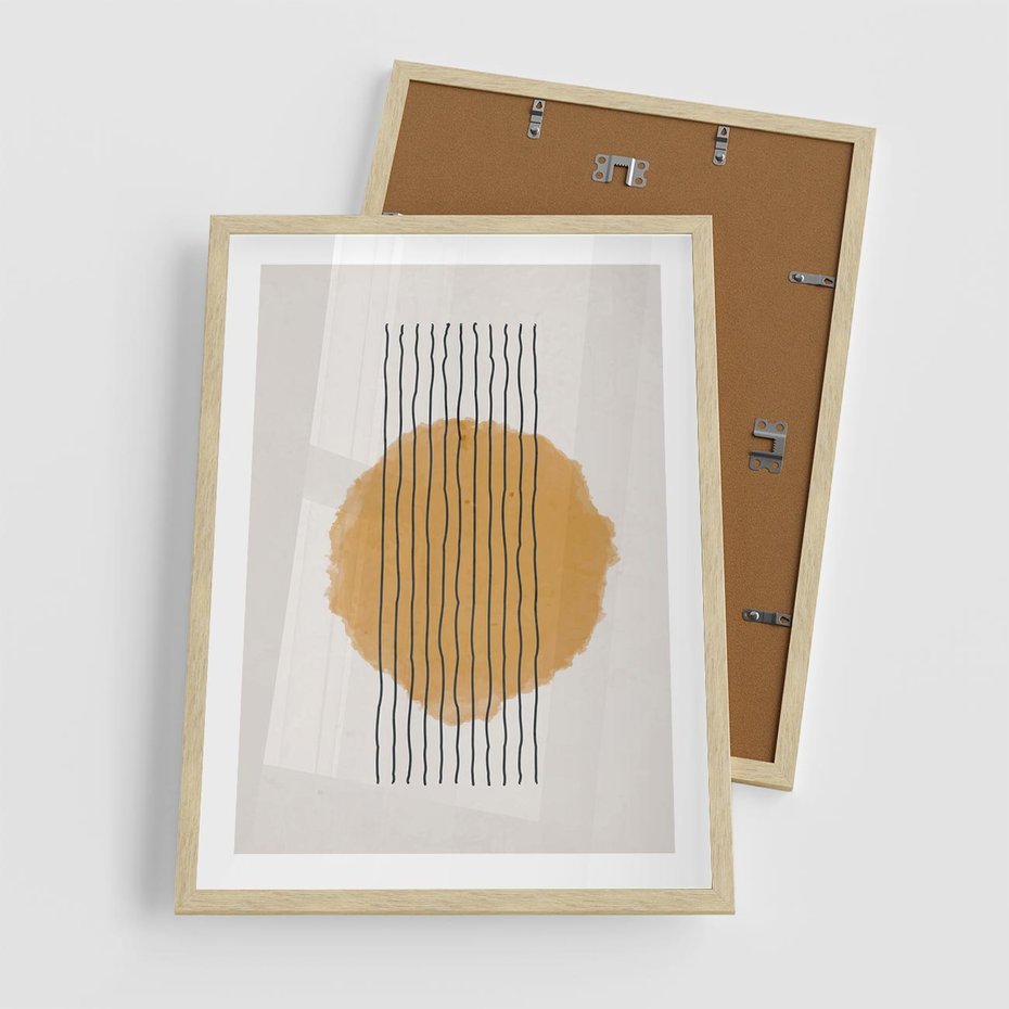 Plakat w ramie 50x70 - Taniec Emocji - abstrakcyjne akwarelowe plamy, nieregularne kreski - rama drewno