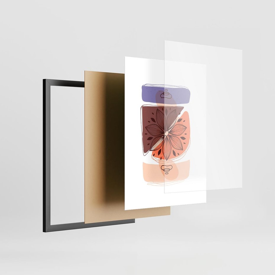 Plakat w ramie 50x70 - Kwiatowa Oaza - abstrakcyjna sztuka, plamy - rama czarna