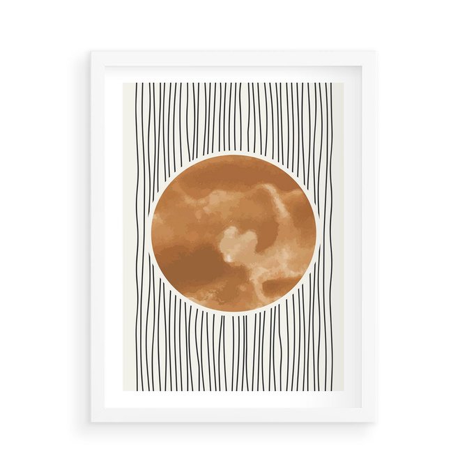 Plakat w ramie 50x70 - Eteryczne Krągłe Echa - boho obraz, geometria - rama biała