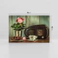 Obraz na płótnie 70x50 - Retro Radio z Kwiatami - Harmonia Nostalgii - retro, radio