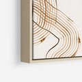 Obraz w ramie 50x50 - Ścieżki pędzla i myśli - minimalistyczna kompozycja, abstrakcyjne brązowe linie na białym tle - rama drewno