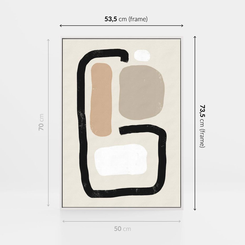 Obraz w ramie 50x70 - Kształtne Formy - geometryczne nieregularne kształty, nowoczesna kompozycja - rama biała