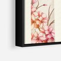 Obraz w ramie 50x50 - Rozkwitające Marzenia - japońska sztuka, ptak - rama czarna