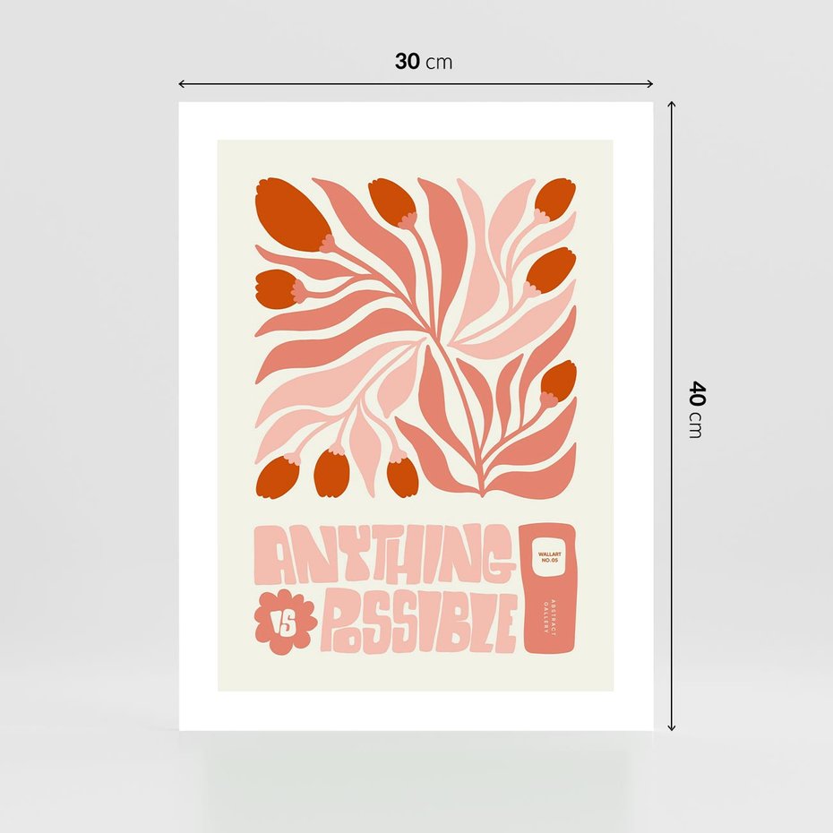 Plakat bez ramy 30x40 - Migotliwa Euforia - kompozycja w łososiowym kolorze, kwiaty