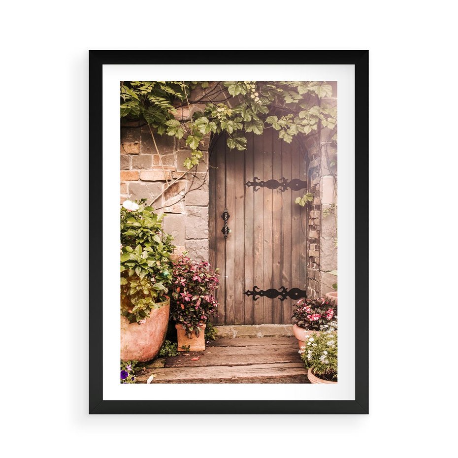 Plakat w ramie 50x70 - Stare drzwi pełne historii - drzwi, stare - rama czarna