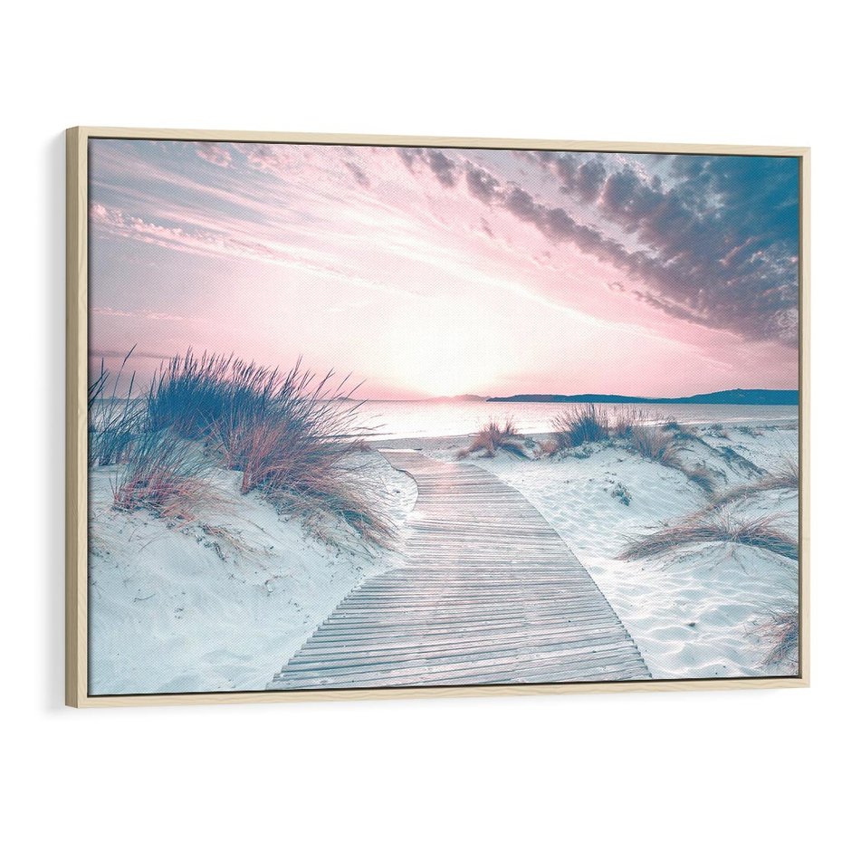 Obraz w ramie 70x50 - Magia Zachodu Słońca - fotografia, stonowane kolory - rama drewno