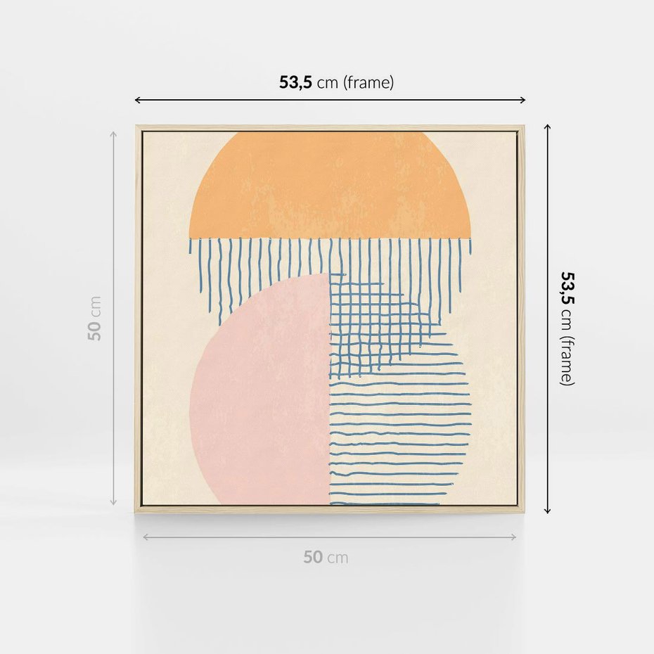 Obraz w ramie 50x50 - Migotliwe Wzory - geometryczne kształty, koła - rama drewno