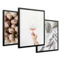 Zestaw obrazy w ramie 50x70 galeria - Kwiaty, wino, pościel, kobiece - rama czarna