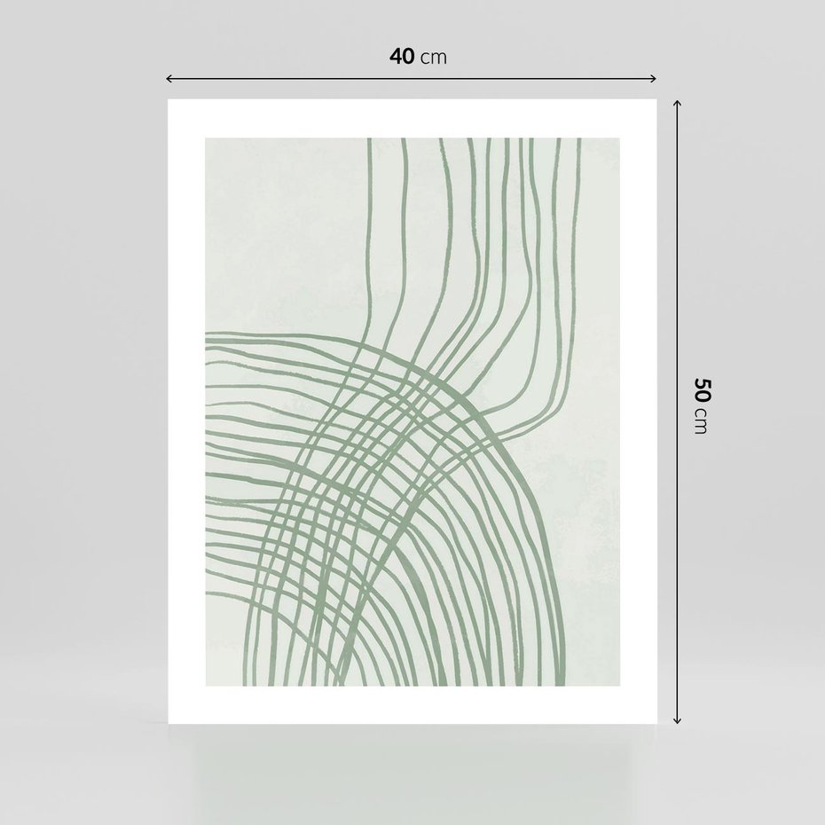 Plakat bez ramy 40x50 - Migotliwa Spokojna Zieleń - zielony plakat, abstrakcyjne splątane linie