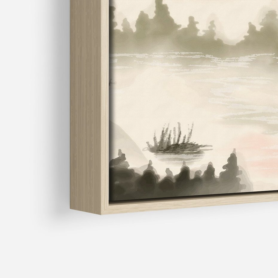 Obraz w ramie 50x70 - Przyroda Japonii - japońska akwarela, góry - rama drewno