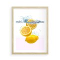 Plakat w ramie 50x70 - Świeże cytryny pełne smaku - cytryny, owoce - rama drewno