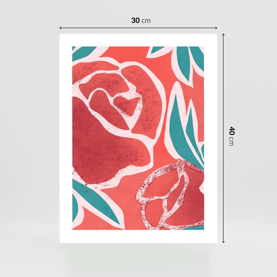 Plakat bez ramy 30x40 - Rozkwitające Kształty - nowoczesny plakat, abstrakcyjne róże