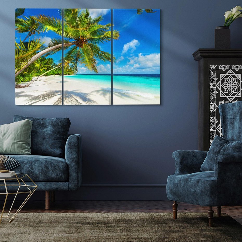 Obraz na płótnie 120x80 - Raj na Malediwach: Plaża, Morze i Palmy - Malediwy, plaża
