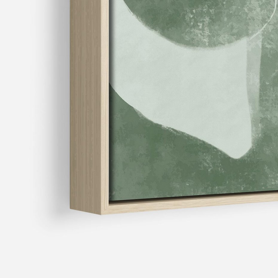Obraz w ramie 80x80 - Nurtująca Kompozycja Zieleni - abstrakcyjne delikatne zielone linie, podobne do gałęzi kwiatów - rama drewno