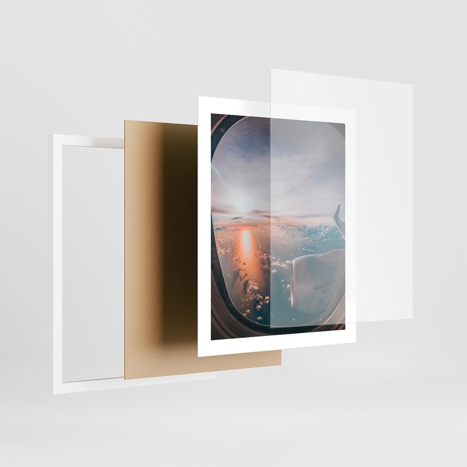 Plakat w ramie 40x50 - Widok z Góry - fotografia, zdjecie z okna samolotu - rama biała
