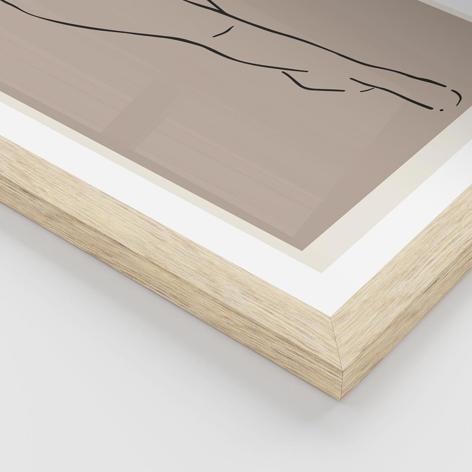 Plakat w ramie 40x50 - Intrygujące Szkice - mnimalistyczny akt kobiecy, beżowa tonacja - rama drewno