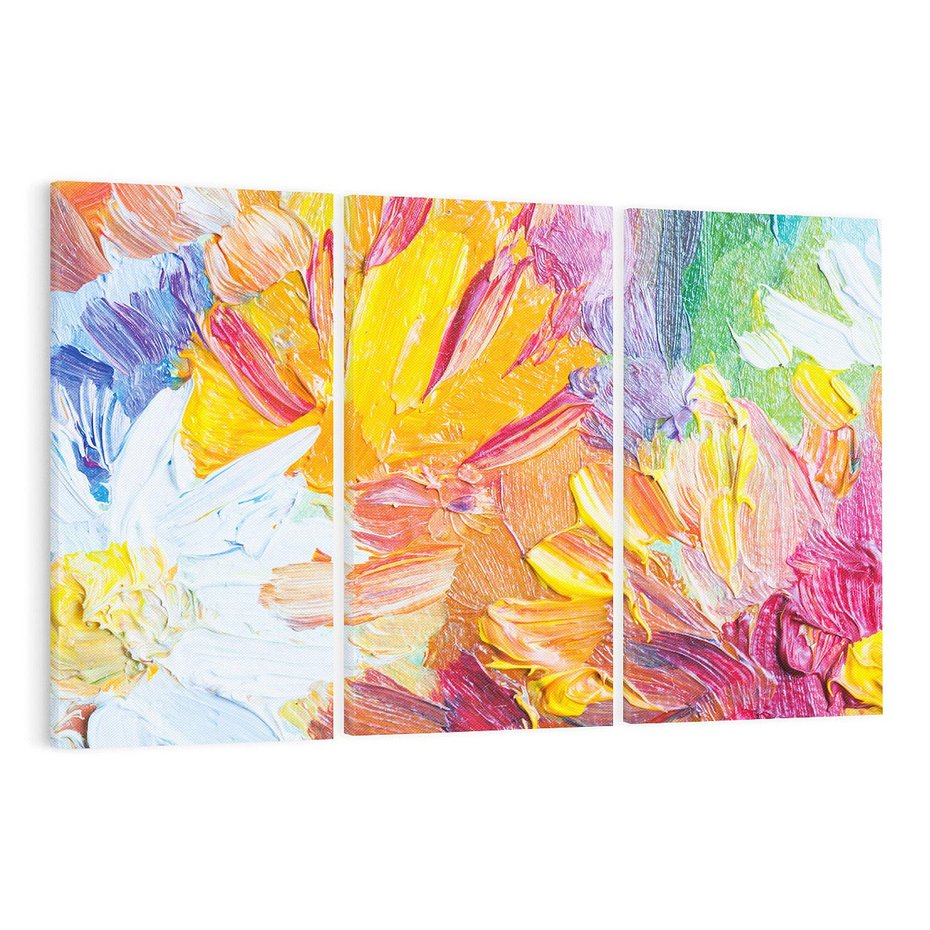 Obraz na płótnie 120x80 - Kwiatowe Harmonie - zbliżenie na obraz olejny, gruba warstwa farby